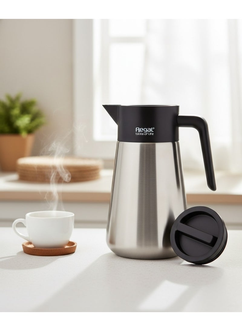 ريجال - إبريق حراري - ترمس من الفولاذ المقاوم للصدأ بمقبض أسود - قارورة حرارية معزولة للمشروبات الساخنة والباردة، تصميم أنيق، 24 ساعة ❄️ 12 ساعة 🌡 - Image 3